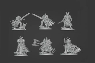 3d warhammer miniature,rpg toy model,fantasy character stl,warrior sculpture glb