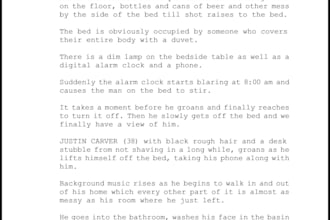 write a professional movie script or feature film screenplay