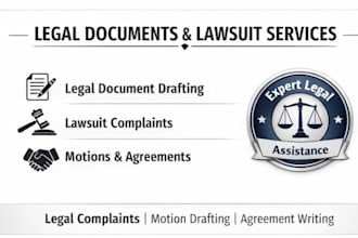 prepare legal document, lawsuits complaint,motions