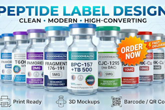 design premium peptide vial label, supplement and product label design