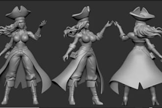 sculpt 3d character, any 3d model using zbrush for printing