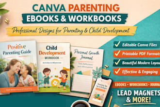 canva parenting ebook, child development workbook, tips, personal growth journal