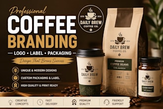 design coffee logo, label and packaging