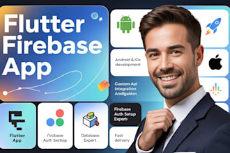 develop flutter firebase app development android ios custom api auth database