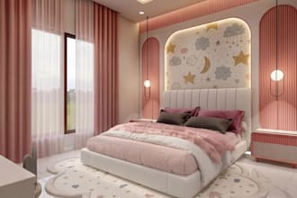 redefine 3d interior kid bedroom,modular cubby storage,furniture relayout render