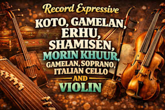 record morin khuur, gamelan, soprano, italian cello, violin, for your track