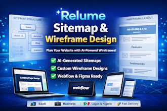 create relume sitemap wireframe and UI for webflow websites