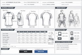 create technical flat sketch for clothing and fashion design