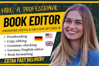 proofread copy edit grammar check german english novel text document book editor