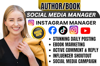 book promotion author social media management instagram tiktok content creator