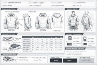 create fashion flat drawing for tech pack and production