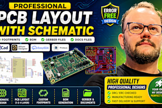 design pcb layout with schematic, footprints, bom, gerber files, docs files