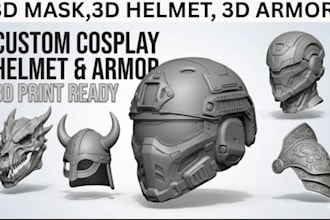 design custom wearable cosplay helmet 3d armor model 3d cosplay 3d mask printing