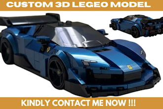 design 3d lego model  moc lego, car, bike, house with PDF instruction,XML parts
