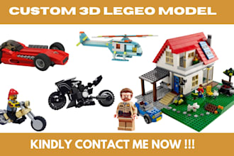 design 3d lego model  moc lego, car, bike, house with PDF instruction,XML parts