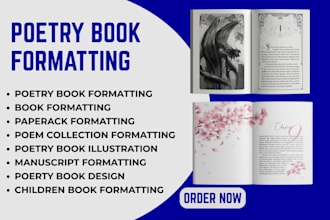 poetry book formatting, adobe indesign, kindle formatting, paperback formatting,