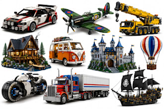 custom 3d lego house, lego car set, lego instructions, car moc and xml part list