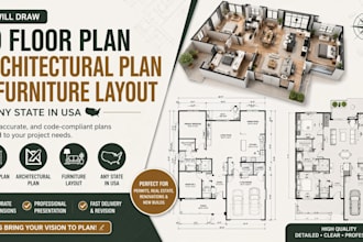 draw 2d floor plan, architectural plan, and furniture layout