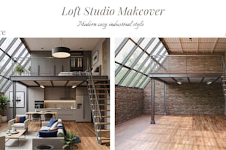 redesign your loft studio in modern cozy industrial style