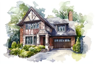 paint watercolor house portrait