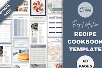 design a professional canva cookbook design meal plan, kdp cookbook cover ebook