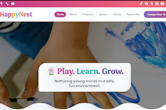 design kindergarten website preschool daycare website school childcare website