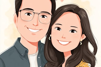create professional caricatures for couples or wedding gift