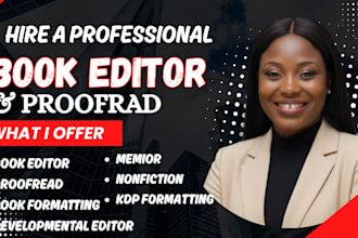 proofread memoir, fiction novel book editor, nonfiction editing kdp format