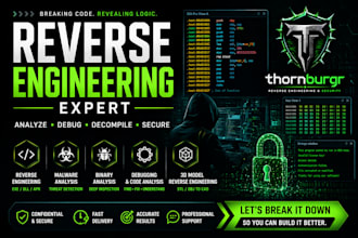 reverse engineer exe dll apk, analyze malware and perform binary analysis