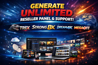 generate unlimited reseller panel and support, trex, strong8k, dream4k, megaott
