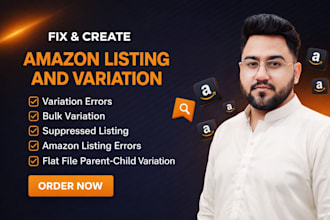 create or fix amazon parent child variation and listing problems