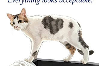 design cute cat cartoon illustrations for your brand