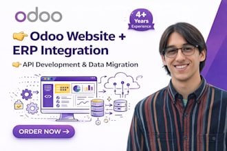 design odoo website, erp integration, API development and odoo data migration