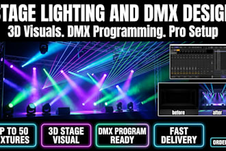 design stage lighting dmx programming and 3d concert visualisation stage setup