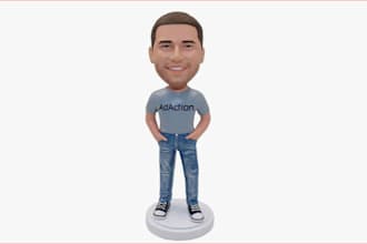 create custom 3d bobblehead caricature 3d funko from photo for 3d printing