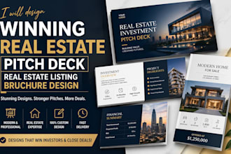 winning real estate pitch deck, real estate listing bruchure design pitch deck