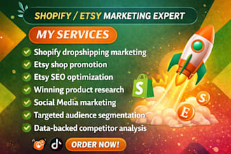 promote etsy or shopify dropshipping store with targeted ads and marketing