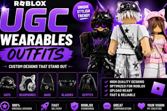 create custom roblox ugc, accessories, hair models, roblox wearables, outfits