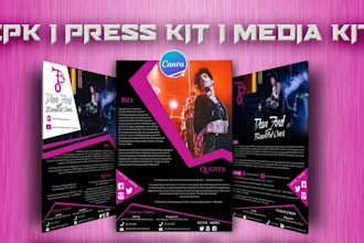 create music epk, dj press kit, artist website, speaker press kit, flyers, logo