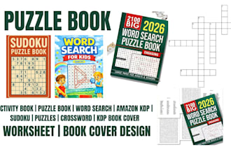 design unique puzzle book, sudoku, word search, crossword for amazon kdp