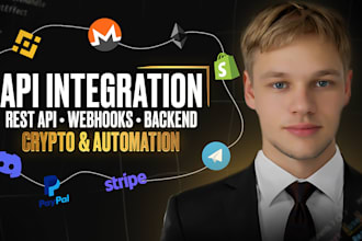 do API integration, rest API, webhooks and backend in python