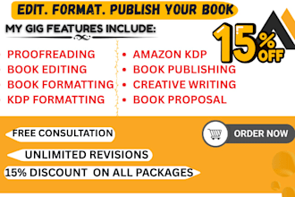 edit, proofread, and format your book for amazon KDP and paperback publishing