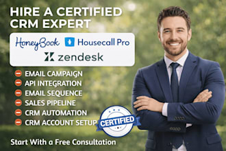 setup jobber CRM for hvac,contractors, businesses,honeybook,housecallpro zendesk