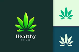 unique cannabis medical cbd oil and natural hemp logo