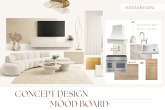 design a custom interior mood board with curated  selections
