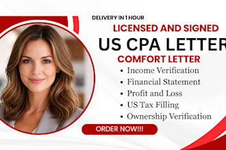 provide US CPA letter, audit financial statement, income verification CPA letter