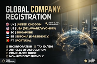 do company registration in UK, US, singapore, estonia, and portugal
