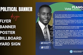 design political banner, election flyer, poster, billboard, campaign postcard,