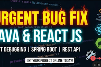 urgently fix your java, spring boot, or react website bug