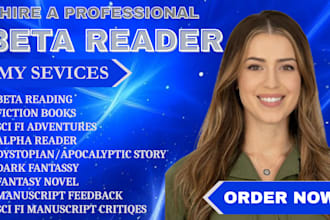 beta read your fantasy or sci fi novel for plot clarity and pacing